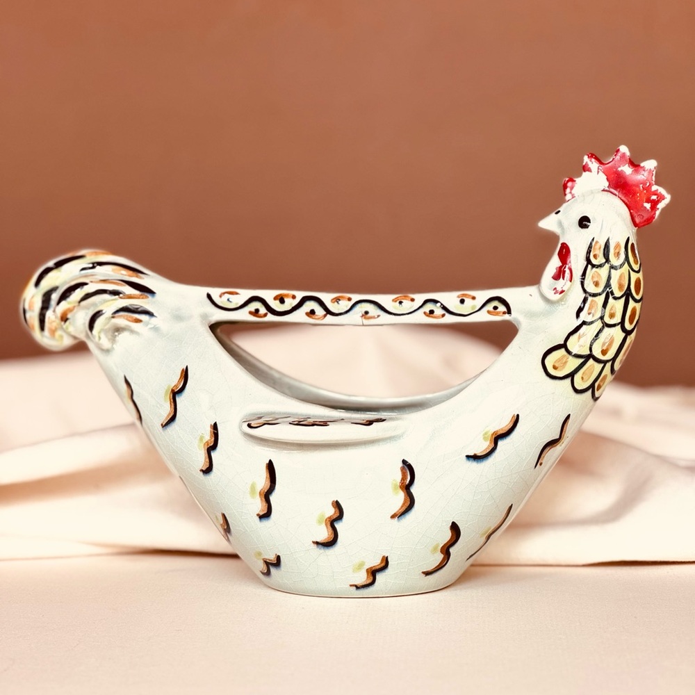 Vintage Ceramic Chicken Planter Vase